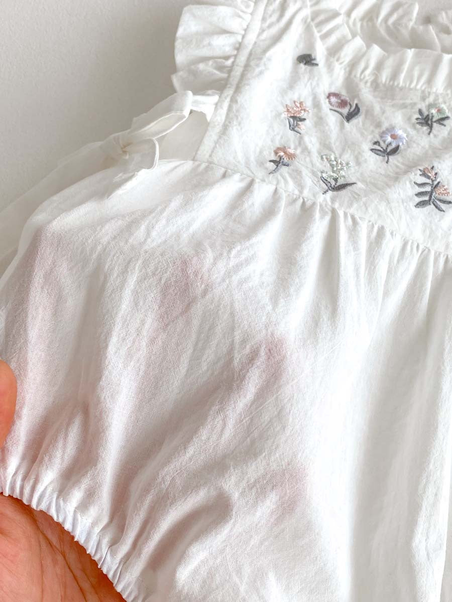 ベビー女の子 ホワイトフリルロンパース|夏の1枚でかわいく涼しく