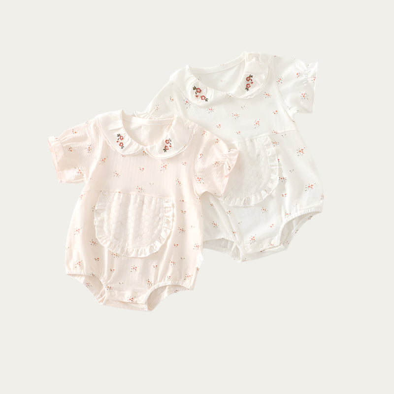 ベビー レースロンパース|女の子向け 上品デザインの半袖夏用カバーオール