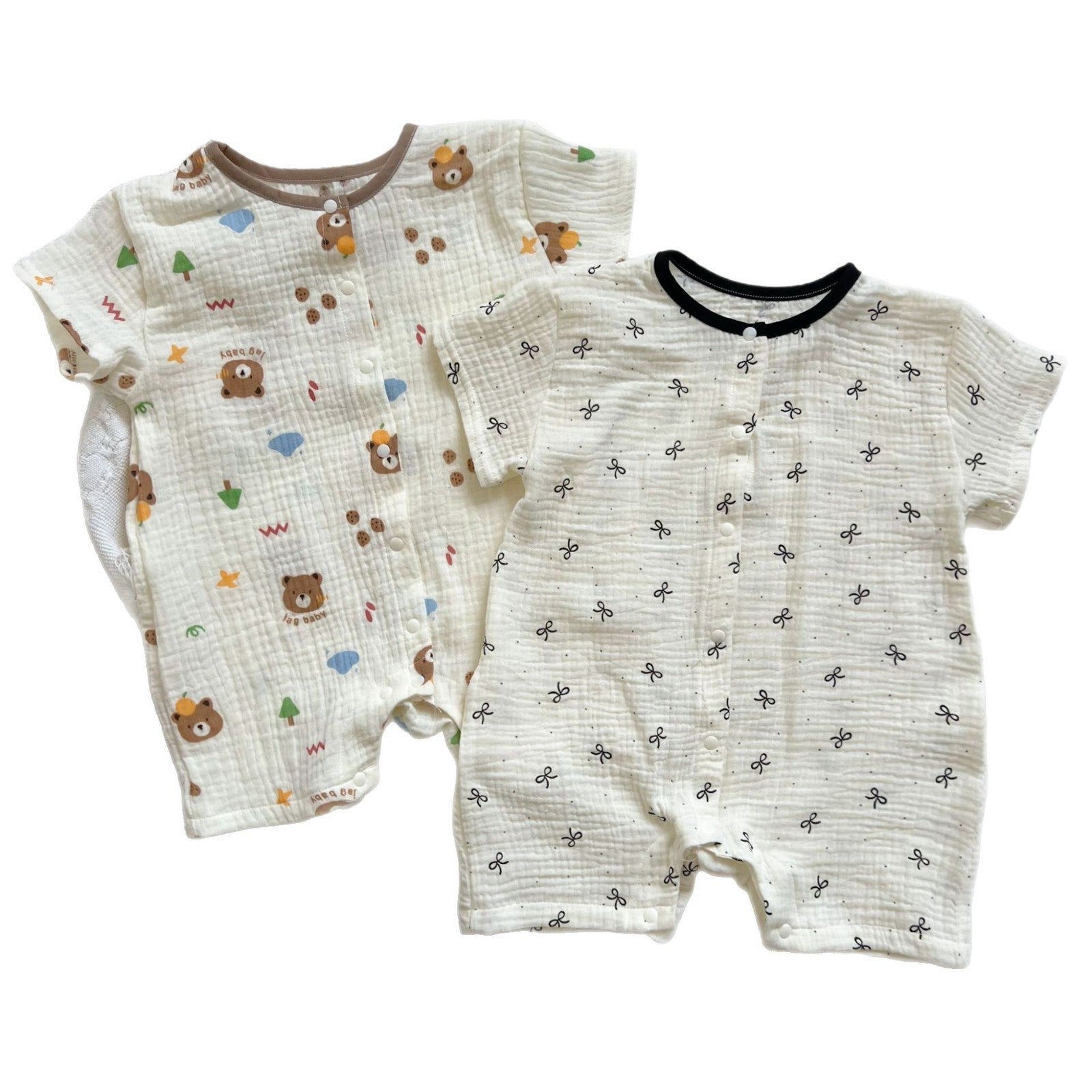 動物柄コットンロンパース｜柔らか素材の春夏ベビー服