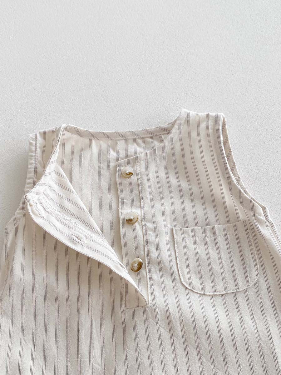 【お客様専用】新生児用 フード付きストライプロンパース｜春夏にぴったりのベビー服
