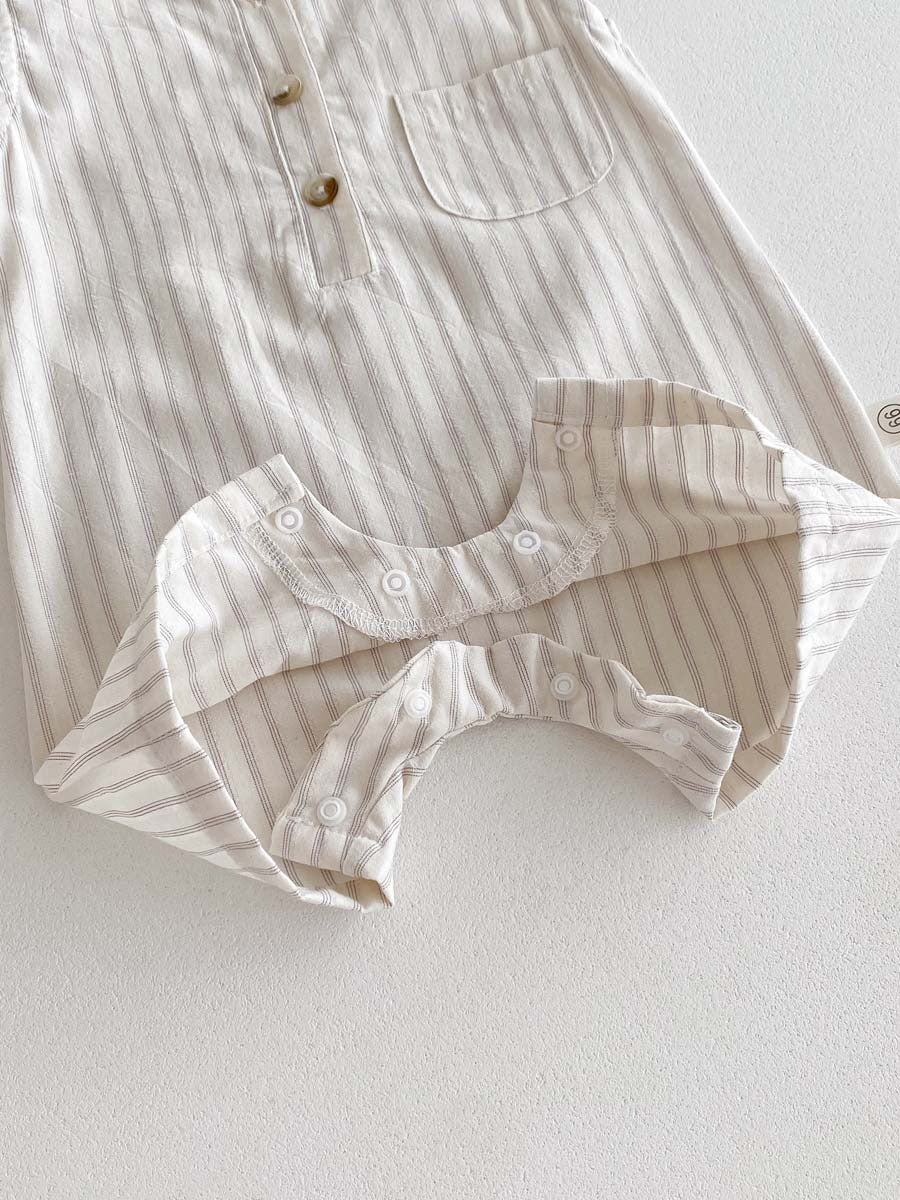 【お客様専用】新生児用 フード付きストライプロンパース｜春夏にぴったりのベビー服