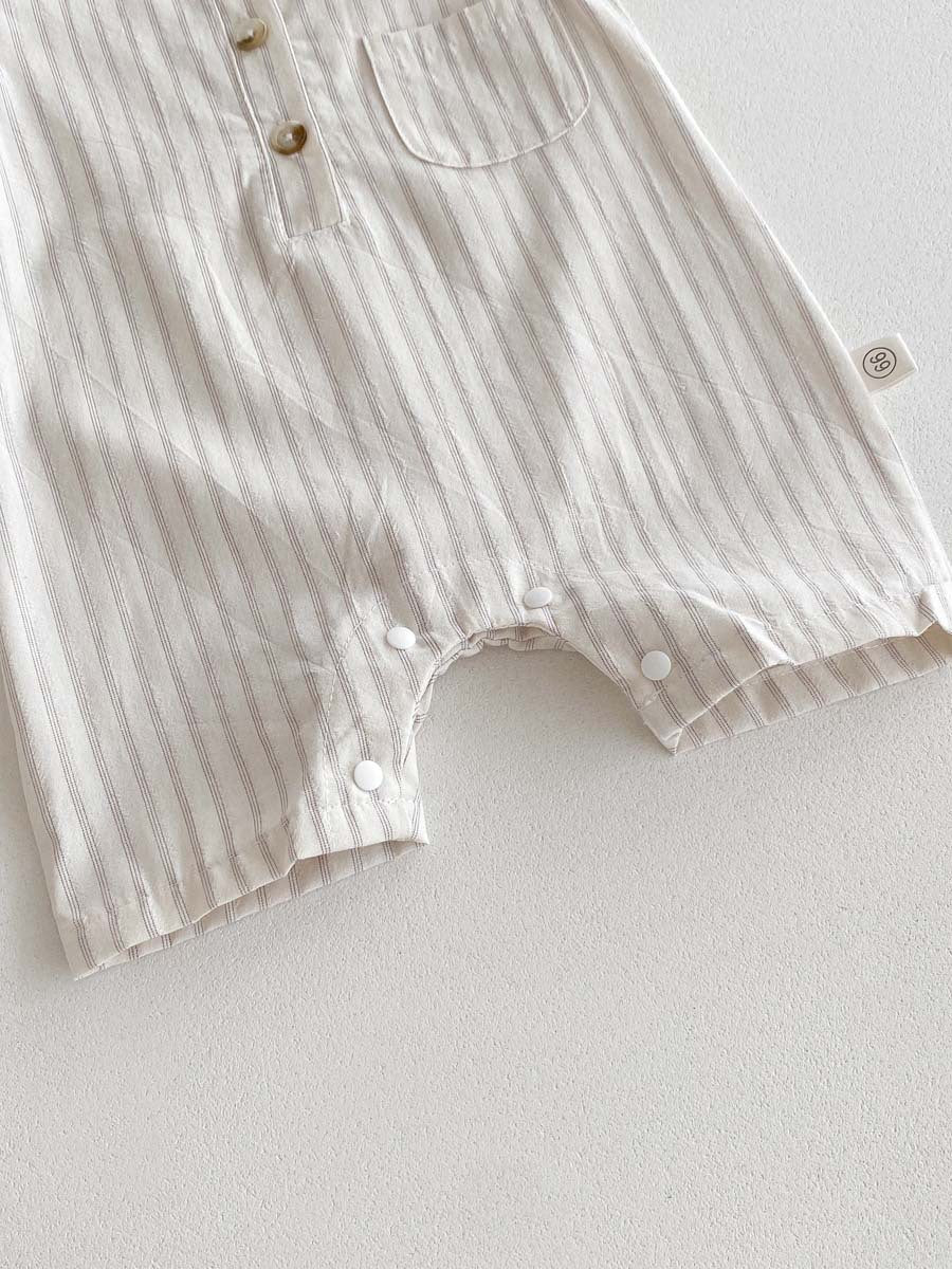 【お客様専用】新生児用 フード付きストライプロンパース｜春夏にぴったりのベビー服