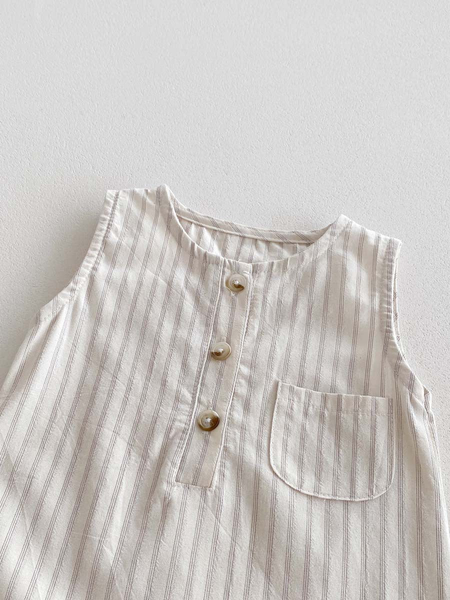 【お客様専用】新生児用 フード付きストライプロンパース｜春夏にぴったりのベビー服